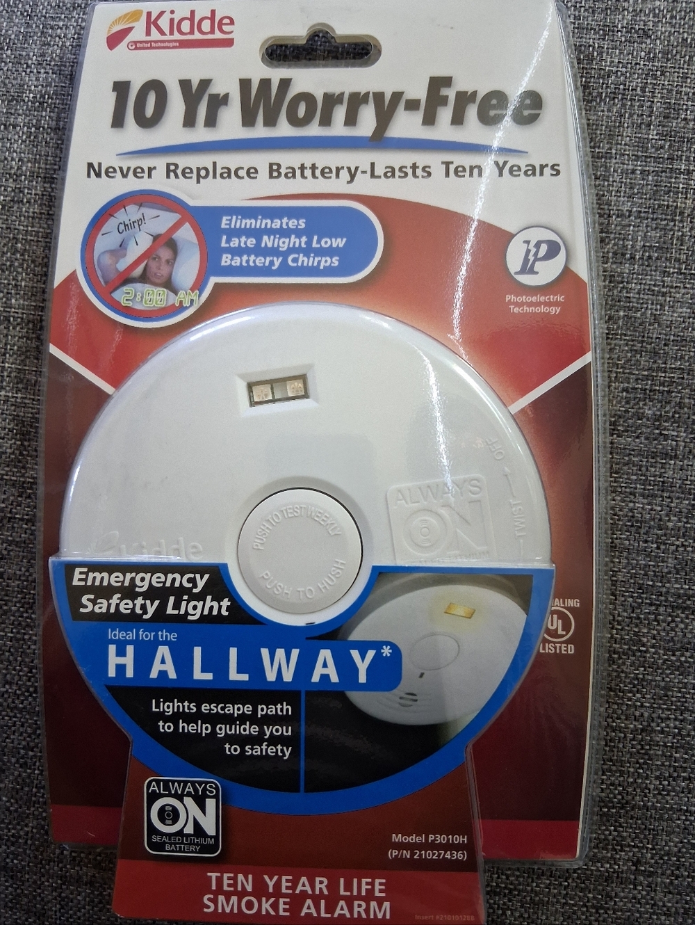 Always On Emergency Safety Light Smoke Alarm - White and Blue